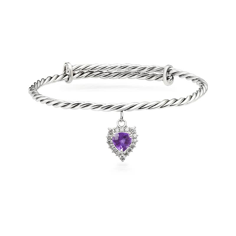 Vòng tay Đá quý thiên nhiên Amethyst Cable Bangle in Sterling Silver by AME Jewellery