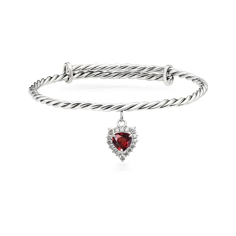 Vòng tay Đá quý thiên nhiên Garnet Cable Bangle in Sterling Silver by AME Jewellery