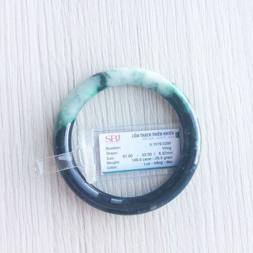 Vòng Cẩm Thạch sơn thuỷ thiên nhiên Miến Điện - Myanmar natural jadeite  jade bangle - AME Jewellery