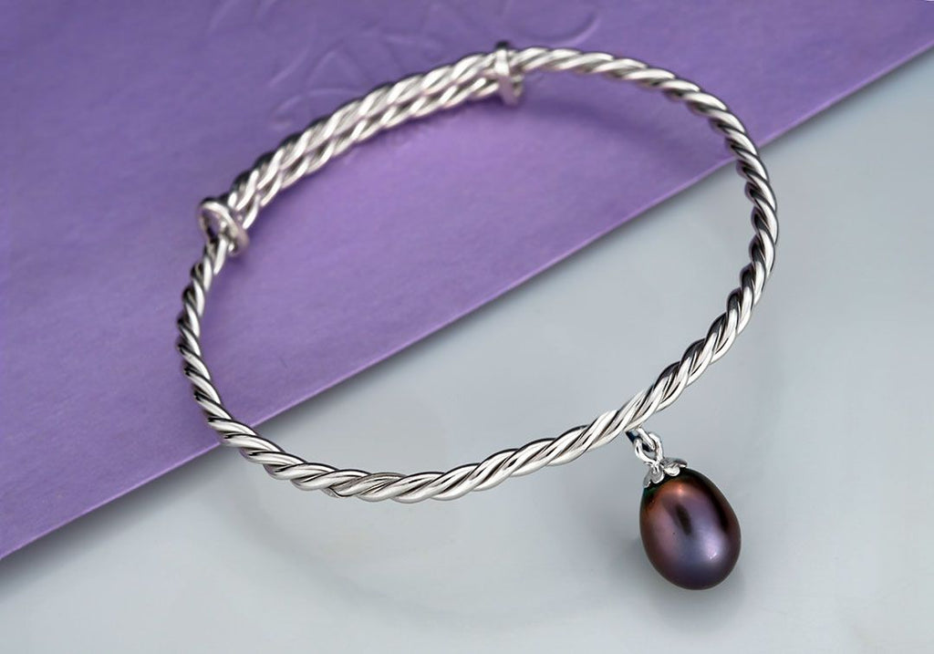 Vòng tay Ngọc trai nước ngọt Aubergine Freshwater Pearl Cable Bangle by AME Jewellery