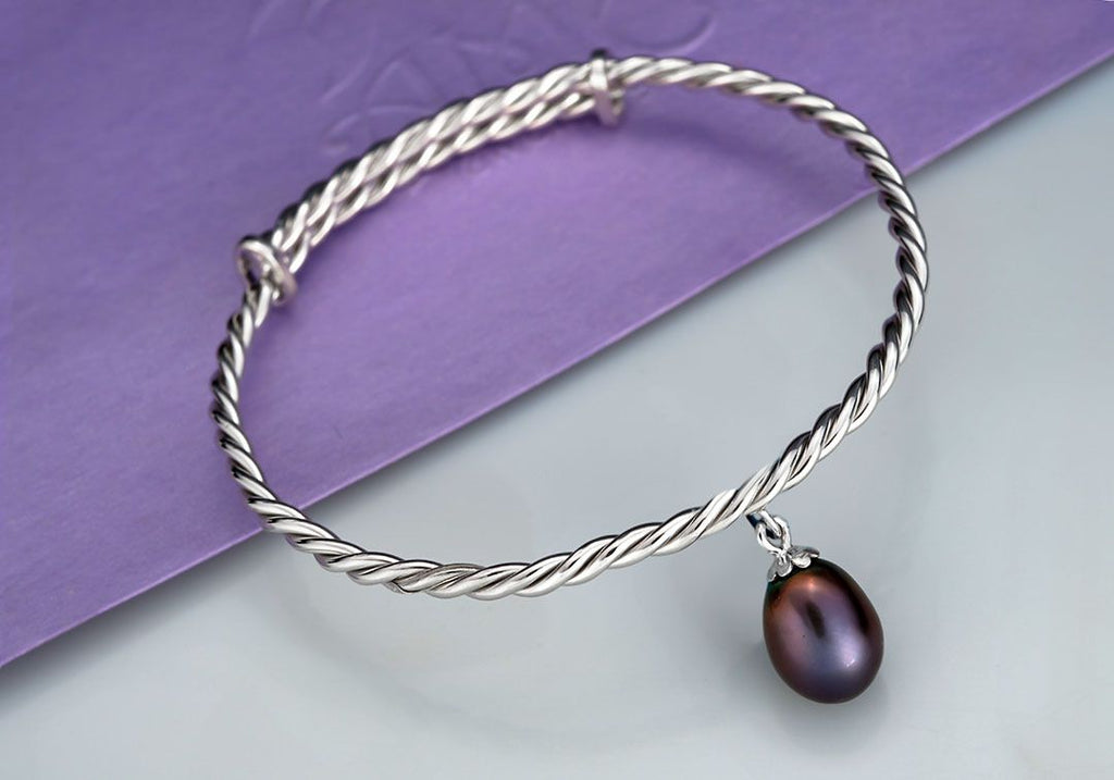 Vòng tay ngọc trai nước ngọt peacock Freshwater pearl cable bangle - AME Jewellery