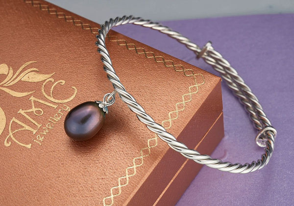 Vòng tay Ngọc trai nước ngọt Aubergine Freshwater Pearl Cable Bangle by AME Jewellery
