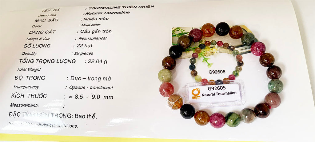 Vòng tay Đá quý thiên nhiên Tourmaline Beads Bracelet | AME Jewellery