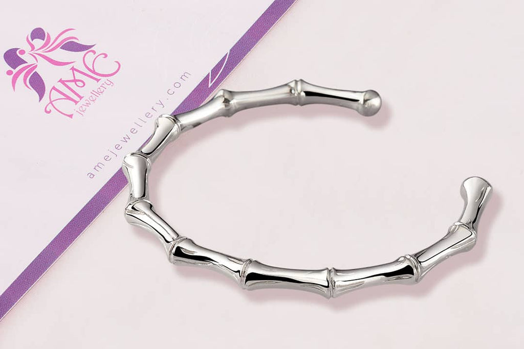 Vòng tay cây Tre Bạc cao cấp | Lucky Bamboo Silver Bangle | AME Jewellery