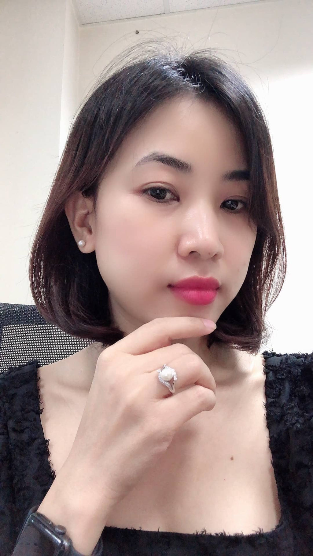 Nhẫn nữ Ngọc trai trắng White Freshwater Pearl Ring by AME Jewellery