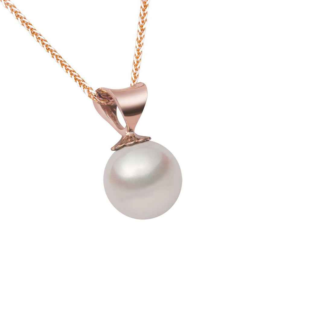 Mặt dây chuyền Vàng hồng Ngọc trai trắng White Freshwater Pearl Pendant Necklace in 14K Rose Gold by AME Jewellery