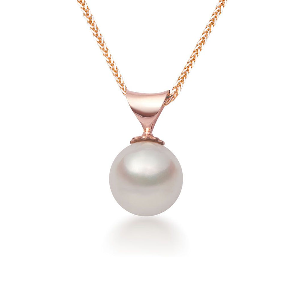 Mặt dây chuyền Vàng hồng Ngọc trai trắng White Freshwater Pearl Pendant Necklace in 14K Rose Gold by AME Jewellery