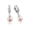 White Freshwater Cultured Pearl Drop Huggie Hoop Earrings in Sterling Silver - AME Jewellery