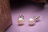 Half-round White Freshwater Cultured Pearl Stud Earrings in Sterling Silver - AME Jewellery