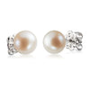Half-round White Freshwater Cultured Pearl Stud Earrings in Sterling Silver - AME Jewellery