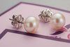 Half-round White Freshwater Cultured Pearl Stud Earrings in Sterling Silver - AME Jewellery