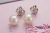 Half-round White Freshwater Cultured Pearl Stud Earrings in Sterling Silver - AME Jewellery