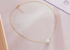 Single White Freshwater Pearl Chain Necklace in 14K Yellow Gold | AME Jewellery