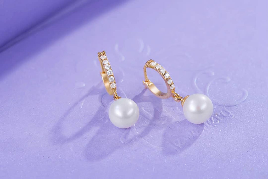 Bông tai Vàng 14K Ngọc trai Freshwater Pearl Gold Earrings | AME Jewellery