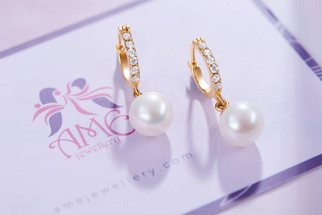 Bông tai Vàng 14K Ngọc trai Freshwater Pearl Gold Earrings | AME Jewellery