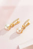 Bông tai Vàng Ngọc trai White Freshwater Cultured Pearl Leaf Latch Back Earrings in 14K Yellow Gold | AME Jewellery