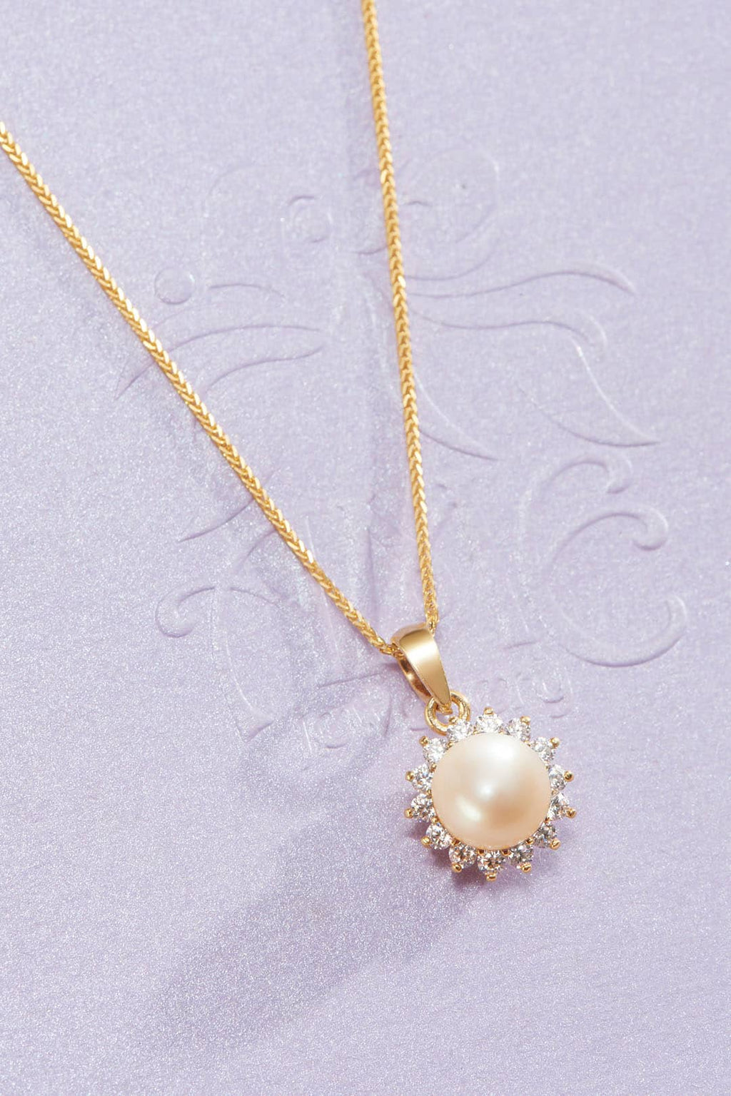 Mặt dây chuyền Vàng 14K Ngọc trai trắng White Freshwater Pearl Sunflower Pendant 14K Gold by AME Jewellery