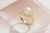 Nhẫn Vàng 14K Ngọc trai trắng White Freshwater Pearl Sunflower Ring in 14K Yellow Gold by AME Jewellery