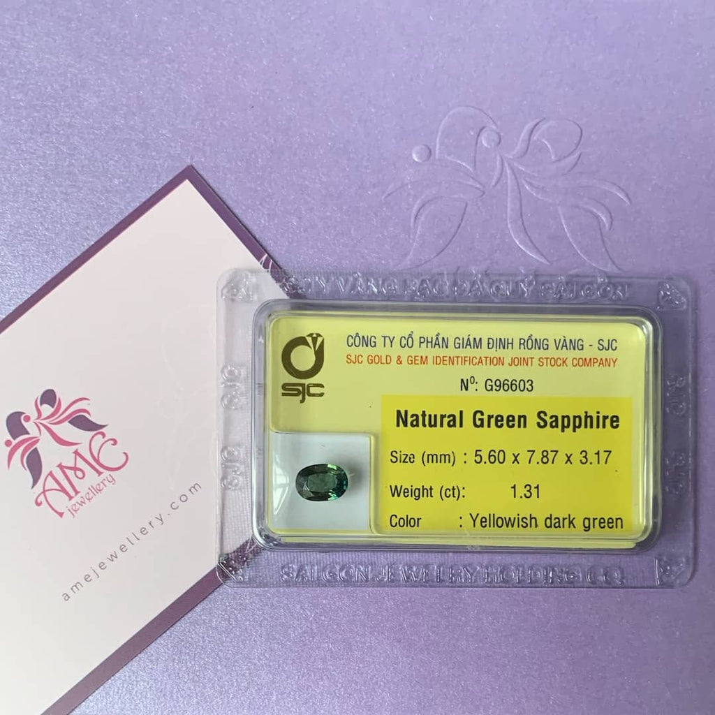 1.31 carat Natural Oval Yellowish Dark Green Sapphire | AME Jewellery