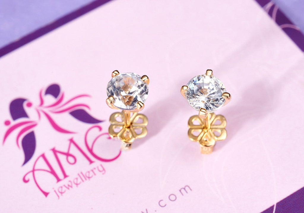 Bông tai Vàng Đá quý thiên nhiên Zircon  Earrings in 14-karat Yellow Gold by AME Jewellery