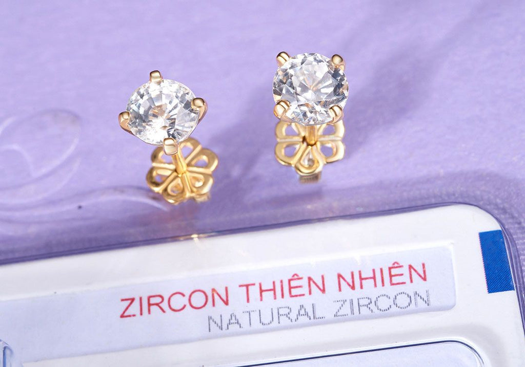 Bông tai Vàng Đá quý thiên nhiên Zircon  Earrings in 14-karat Yellow Gold by AME Jewellery