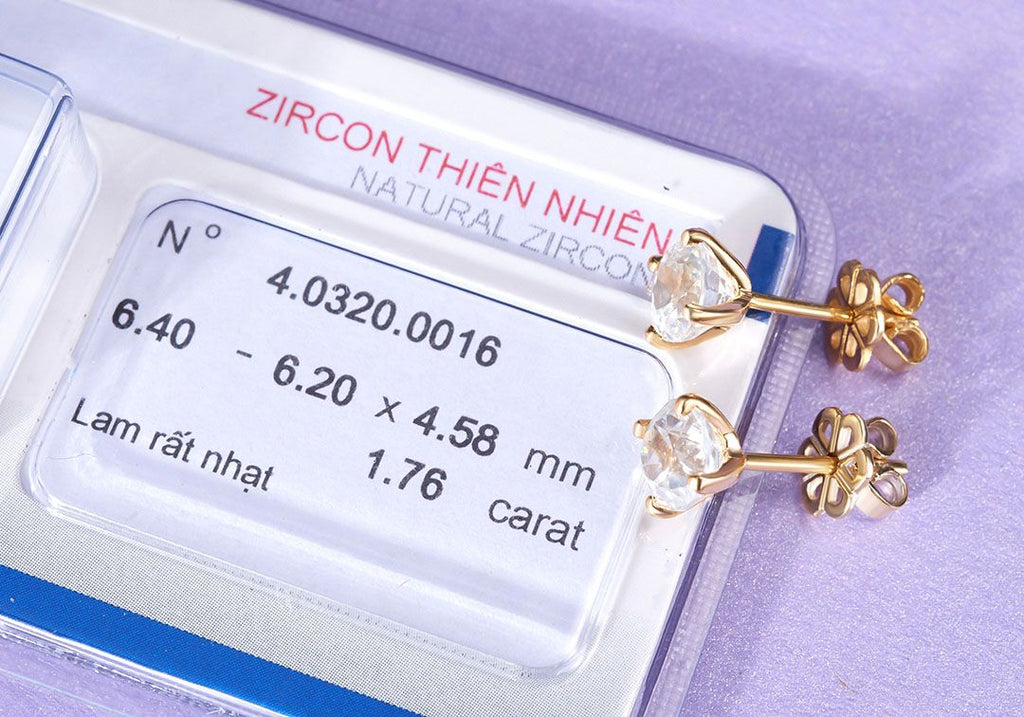 Bông tai Vàng Đá quý thiên nhiên Zircon  Earrings in 14-karat Yellow Gold by AME Jewellery