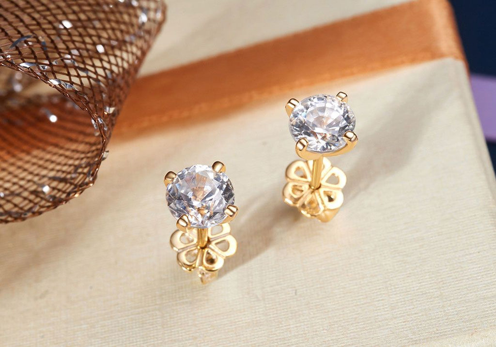 Bông tai Vàng Đá quý thiên nhiên Zircon  Earrings in 14-karat Yellow Gold by AME Jewellery