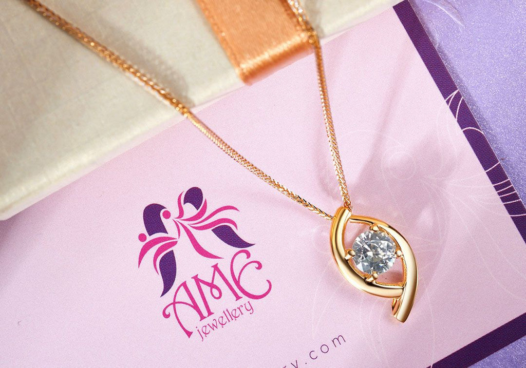 Light Blue Zircon Pendant in 14K Yellow Gold | AME Jewellery