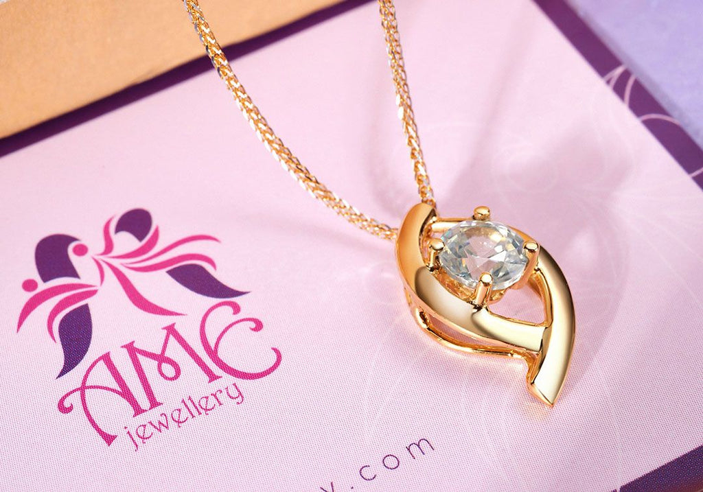 Light Blue Zircon Pendant in 14K Yellow Gold | AME Jewellery