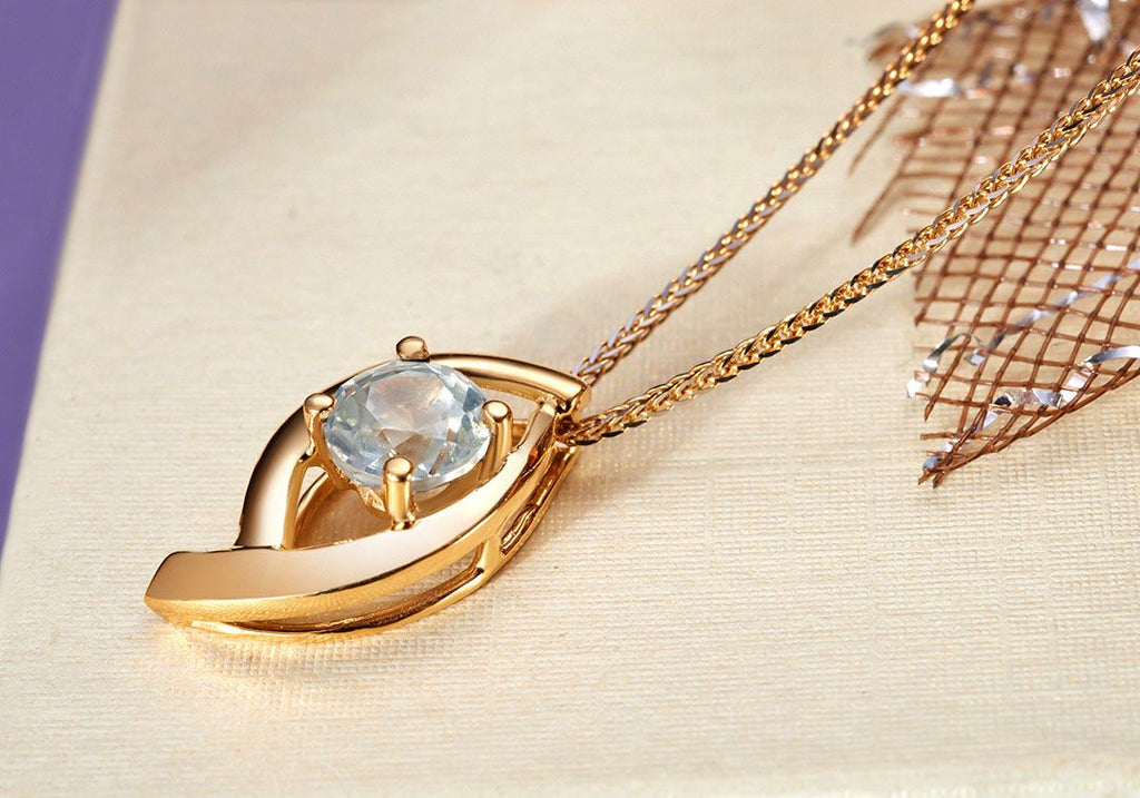 Light Blue Zircon Pendant in 14K Yellow Gold | AME Jewellery