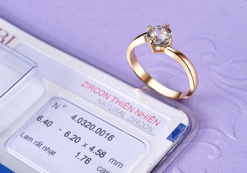 Nhẫn nữ Vàng Đá quý thiên nhiên Zircon Twist Ring in 14K Yellow Gold by AME Jewellery 